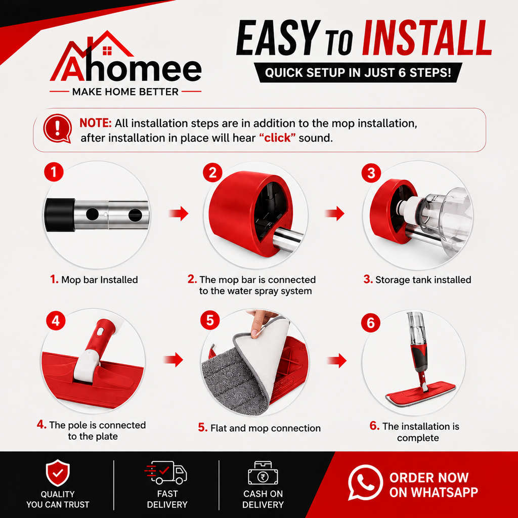 Ahomee Spray Mop – 360° Rotating Floor Cleaning Mop with Built-in Water Spray